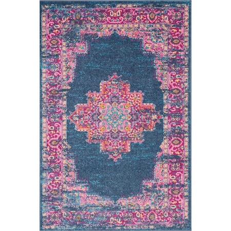 Palacedesigns 4 x 6 ft. Blue & Pink Medallion Area Rug - Blue Pink - 4' x 6' PA3663761